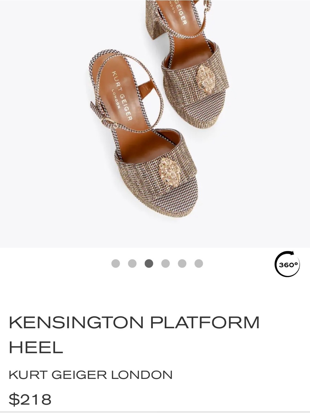 Kurt Geiger Kensington  Gold Rhinestone Platform Sandals